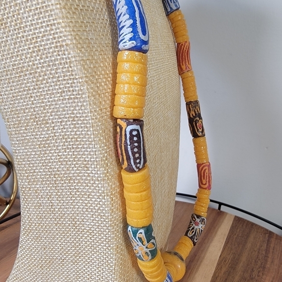 Ghanaian Krobo Bead Necklace and Bracelet Set Colorful African Beads - Picture 5 of 17